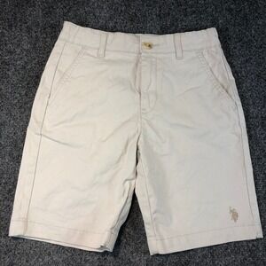 US Polo Assn Beige Chino Shorts Men's Casual Flat Front Logo Embroidered Size M